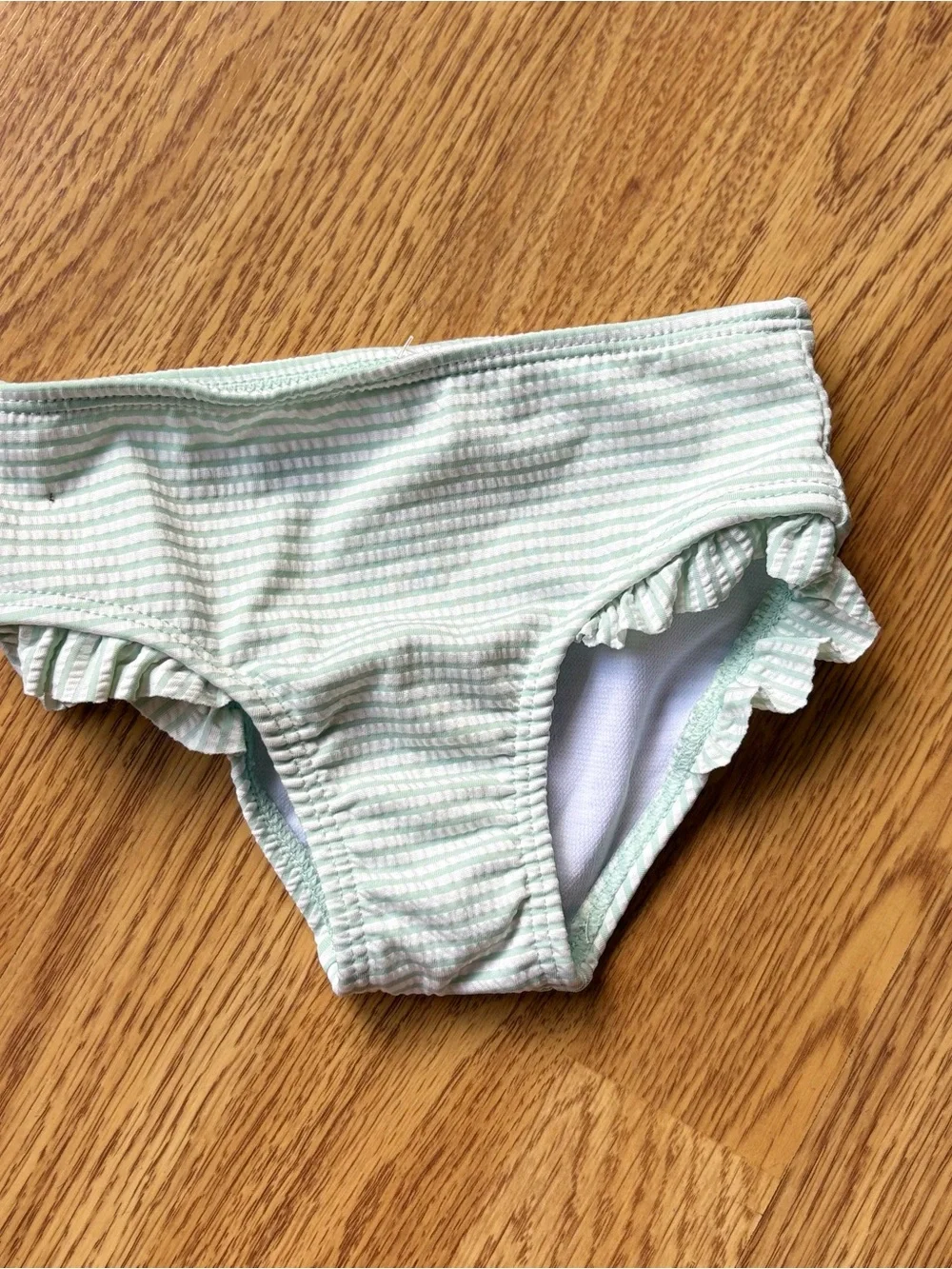 Cat & Jack Girls Long-Sleeve Mint Stripe Rash Guard Swimsuit & Hat Summer Sz 12M
